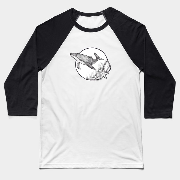 Whale Baseball T-Shirt by ReneeDixonArt